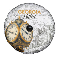 Georgia Tbilisi Clock Tower Spare Tire Cover Kartlis Deda Vintage Sketch Style