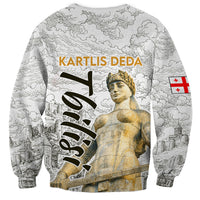 Georgia Tbilisi Clock Tower Sweatshirt Kartlis Deda Vintage Sketch Style