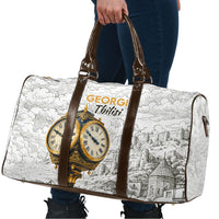 Georgia Tbilisi Clock Tower Travel Bag Kartlis Deda Vintage Sketch Style