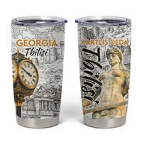 Georgia Tbilisi Clock Tower Tumbler Cup Kartlis Deda Vintage Sketch Style