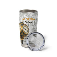 Georgia Tbilisi Clock Tower Tumbler Cup Kartlis Deda Vintage Sketch Style