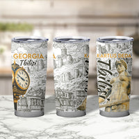 Georgia Tbilisi Clock Tower Tumbler Cup Kartlis Deda Vintage Sketch Style