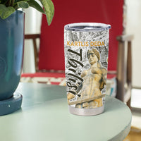 Georgia Tbilisi Clock Tower Tumbler Cup Kartlis Deda Vintage Sketch Style