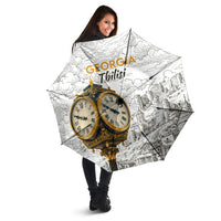 Georgia Tbilisi Clock Tower Umbrella Kartlis Deda Vintage Sketch Style