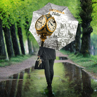 Georgia Tbilisi Clock Tower Umbrella Kartlis Deda Vintage Sketch Style