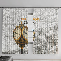 Georgia Tbilisi Clock Tower Window Curtain Kartlis Deda Vintage Sketch Style