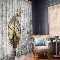 Georgia Tbilisi Clock Tower Window Curtain Kartlis Deda Vintage Sketch Style