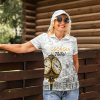 Georgia Tbilisi Clock Tower Women Polo Shirt Kartlis Deda Vintage Sketch Style
