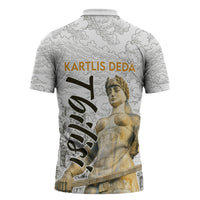 Georgia Tbilisi Clock Tower Zipper Polo Shirt Kartlis Deda Vintage Sketch Style