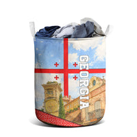 Georgia National Flag Laundry Basket Tbilisi Clock Tower Heritage Sky Art