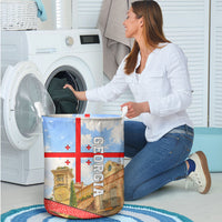 Georgia National Flag Laundry Basket Tbilisi Clock Tower Heritage Sky Art