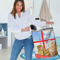 Georgia National Flag Laundry Basket Tbilisi Clock Tower Heritage Sky Art