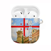 Georgia National Flag AirPods Case Tbilisi Clock Tower Heritage Sky Art