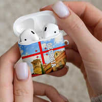 Georgia National Flag AirPods Case Tbilisi Clock Tower Heritage Sky Art