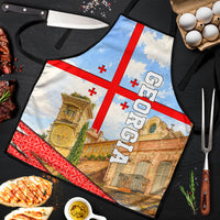 Georgia National Flag Apron Tbilisi Clock Tower Heritage Sky Art