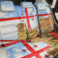 Georgia National Flag Back Car Seat Cover Tbilisi Clock Tower Heritage Sky Art
