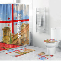 Georgia National Flag Bathroom Set Tbilisi Clock Tower Heritage Sky Art