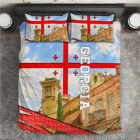 Georgia National Flag Bedding Set Tbilisi Clock Tower Heritage Sky Art