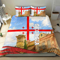 Georgia National Flag Bedding Set Tbilisi Clock Tower Heritage Sky Art