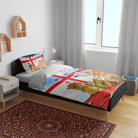 Georgia National Flag Bedding Set Tbilisi Clock Tower Heritage Sky Art