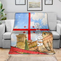 Georgia National Flag Blanket Tbilisi Clock Tower Heritage Sky Art