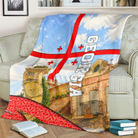 Georgia National Flag Blanket Tbilisi Clock Tower Heritage Sky Art