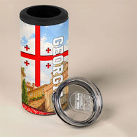 Georgia National Flag 4 in 1 Can Cooler Tumbler Tbilisi Clock Tower Heritage Sky Art