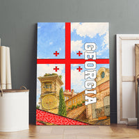 Georgia National Flag Canvas Wall Art Tbilisi Clock Tower Heritage Sky Art