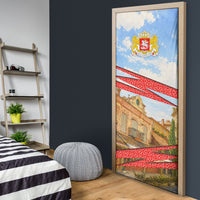 Georgia National Flag Door Cover Tbilisi Clock Tower Heritage Sky Art