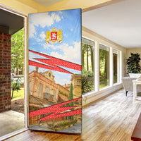 Georgia National Flag Door Cover Tbilisi Clock Tower Heritage Sky Art