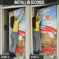 Georgia National Flag Door Cover Tbilisi Clock Tower Heritage Sky Art