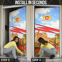 Georgia National Flag Door Cover Tbilisi Clock Tower Heritage Sky Art