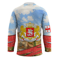 Georgia National Flag Hockey Jersey Tbilisi Clock Tower Heritage Sky Art