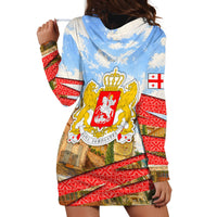 Georgia National Flag Hoodie Dress Tbilisi Clock Tower Heritage Sky Art