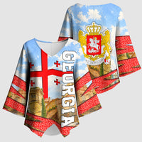 Georgia National Flag Kimono Sleeve Blouse Tbilisi Clock Tower Heritage Sky Art
