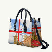 Georgia National Flag Leather Bag Tbilisi Clock Tower Heritage Sky Art