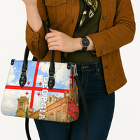 Georgia National Flag Leather Bag Tbilisi Clock Tower Heritage Sky Art