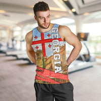 Georgia National Flag Men Tank Top Tbilisi Clock Tower Heritage Sky Art