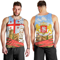 Georgia National Flag Men Tank Top Tbilisi Clock Tower Heritage Sky Art