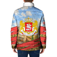 Georgia National Flag Padded Jacket Tbilisi Clock Tower Heritage Sky Art