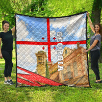 Georgia National Flag Quilt Tbilisi Clock Tower Heritage Sky Art