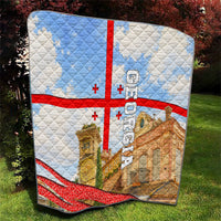 Georgia National Flag Quilt Tbilisi Clock Tower Heritage Sky Art