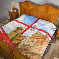 Georgia National Flag Quilt Tbilisi Clock Tower Heritage Sky Art