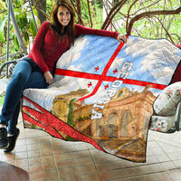 Georgia National Flag Quilt Tbilisi Clock Tower Heritage Sky Art