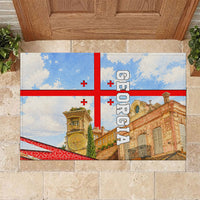 Georgia National Flag Rubber Doormat Tbilisi Clock Tower Heritage Sky Art