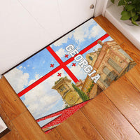Georgia National Flag Rubber Doormat Tbilisi Clock Tower Heritage Sky Art