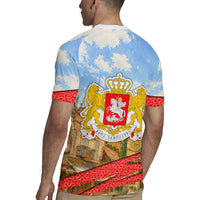 Georgia National Flag Rugby Jersey Tbilisi Clock Tower Heritage Sky Art