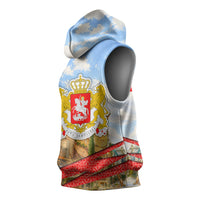 Georgia National Flag Sleeveless Hoodie Tbilisi Clock Tower Heritage Sky Art