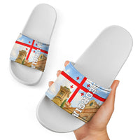 Georgia National Flag Slide Sandals Tbilisi Clock Tower Heritage Sky Art