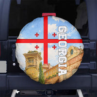 Georgia National Flag Spare Tire Cover Tbilisi Clock Tower Heritage Sky Art